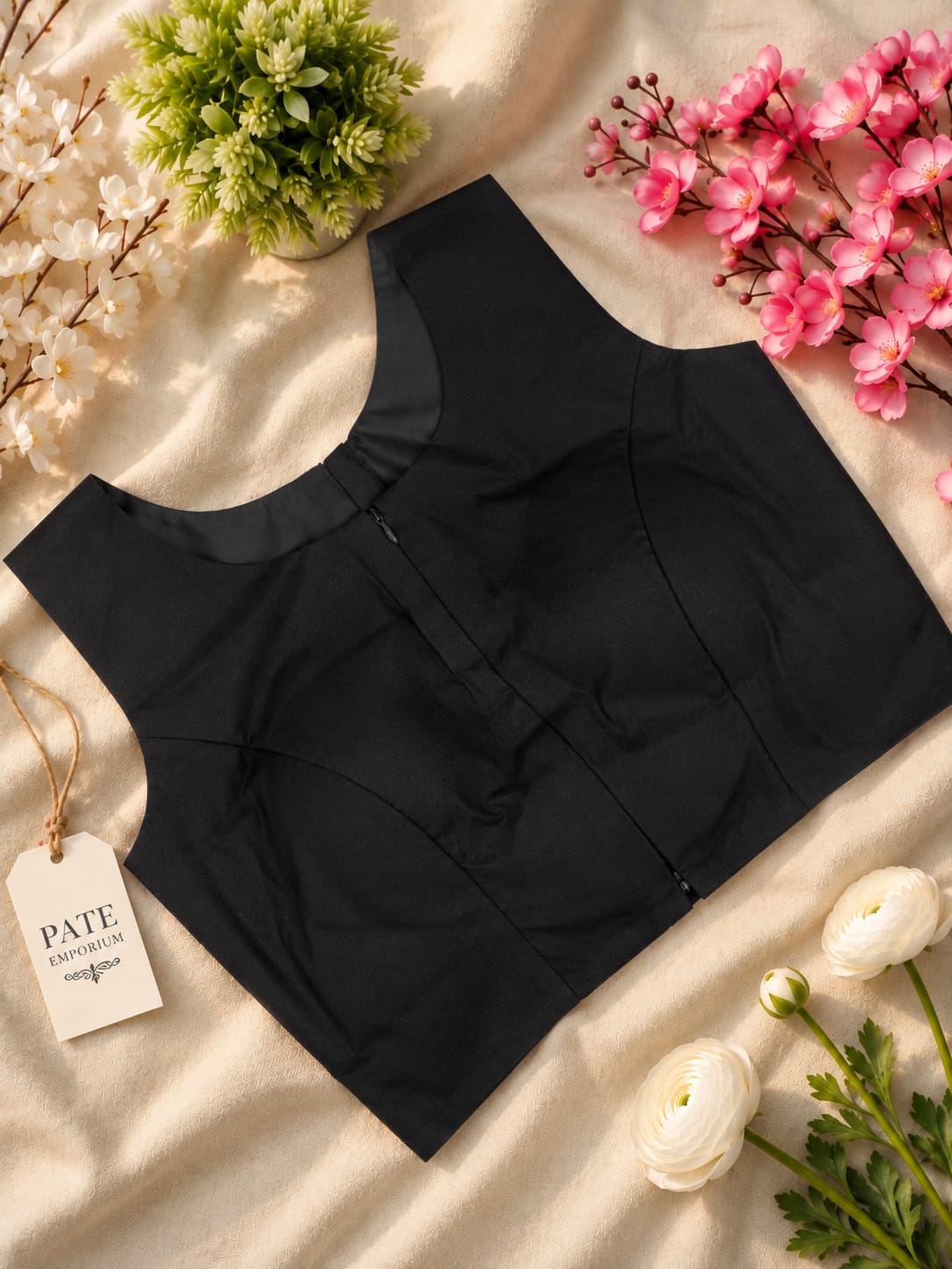 Double Zip Plain Cotton Blouse