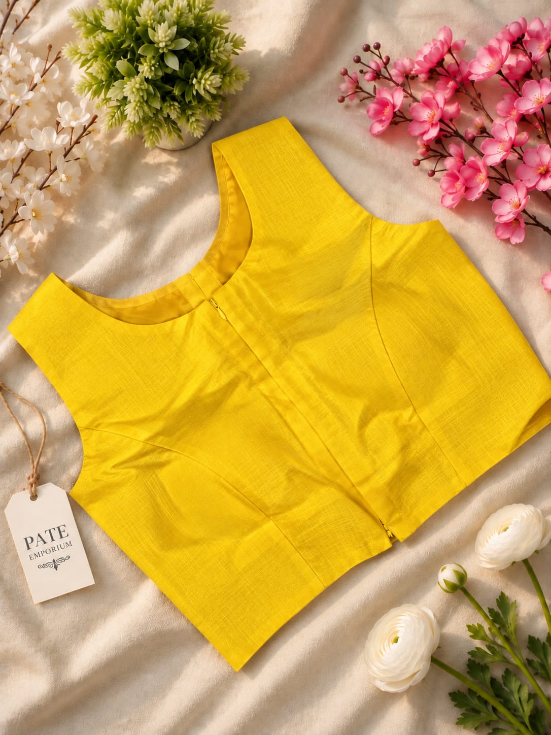 Double Zip Plain Cotton Blouse