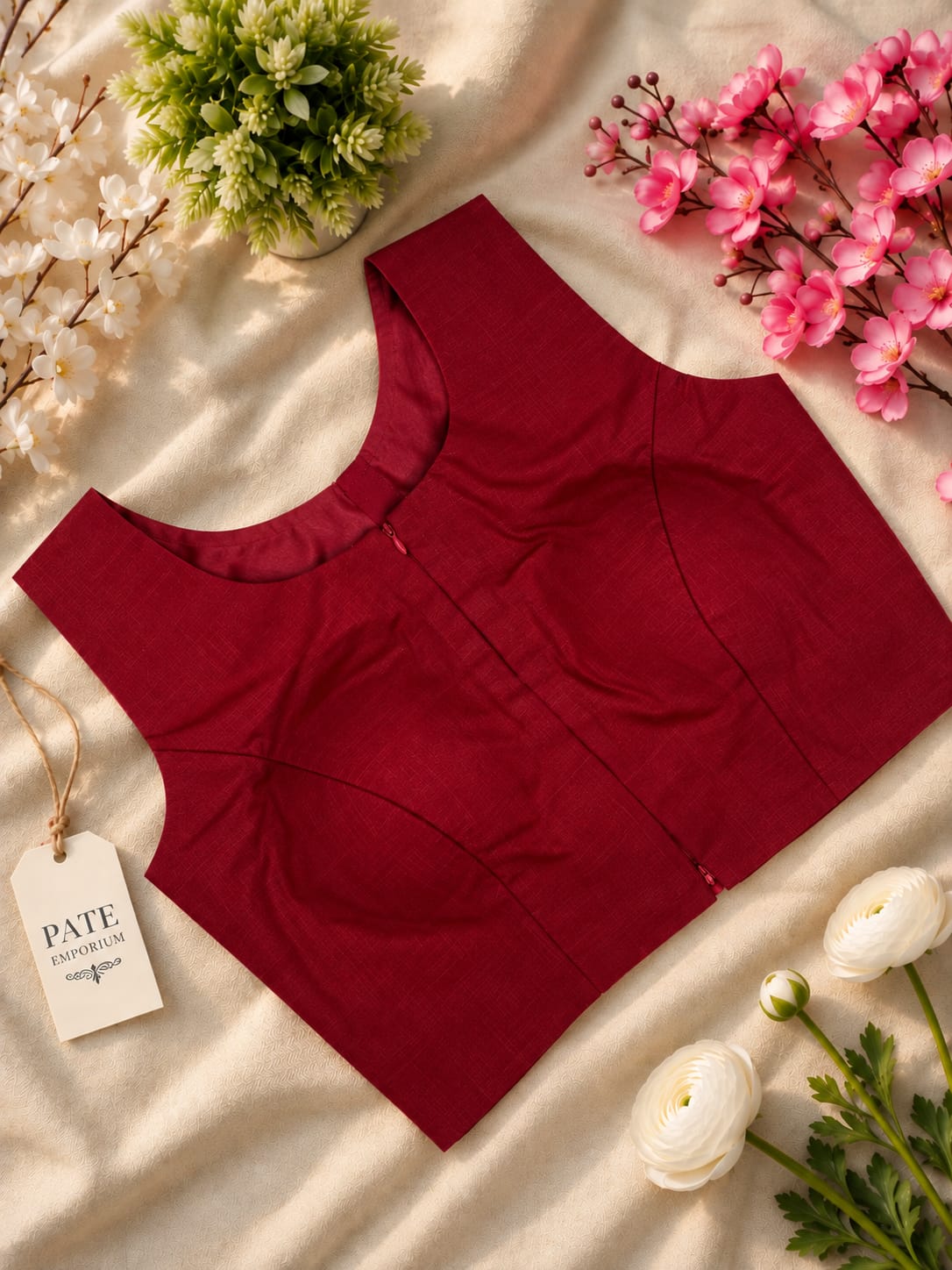 Double Zip Plain Cotton Blouse