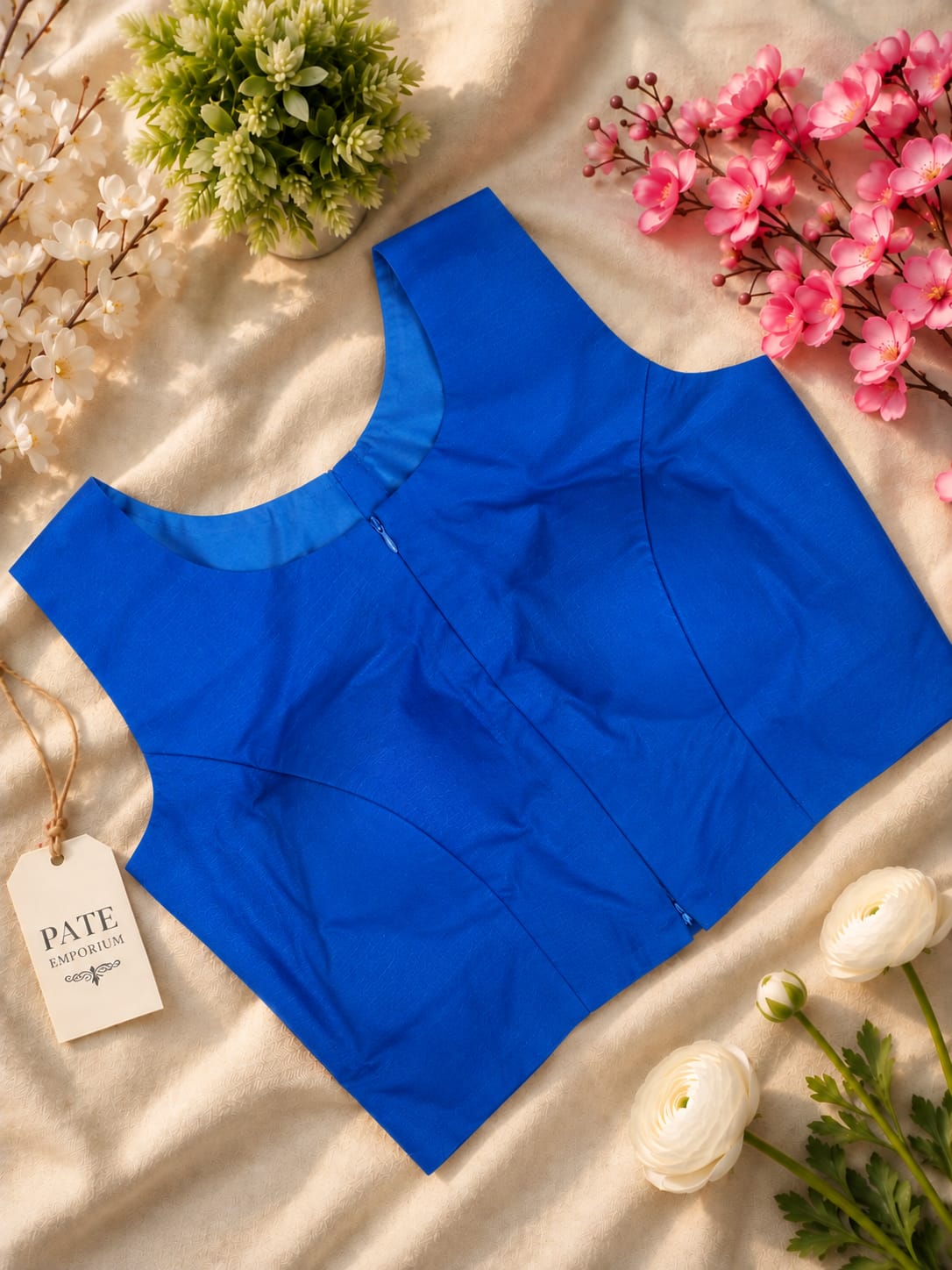 Double Zip Plain Cotton Blouse