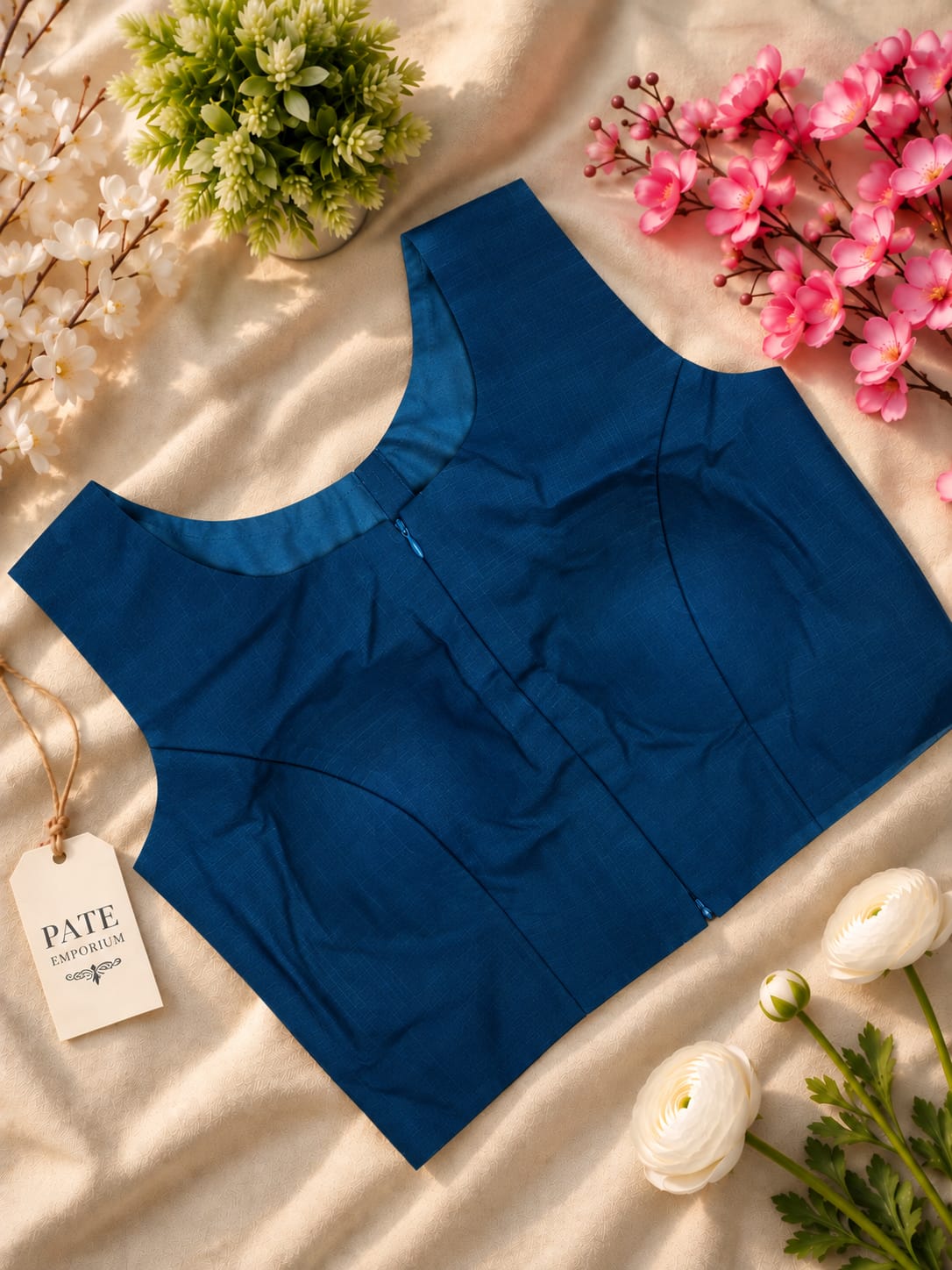 Double Zip Plain Cotton Blouse