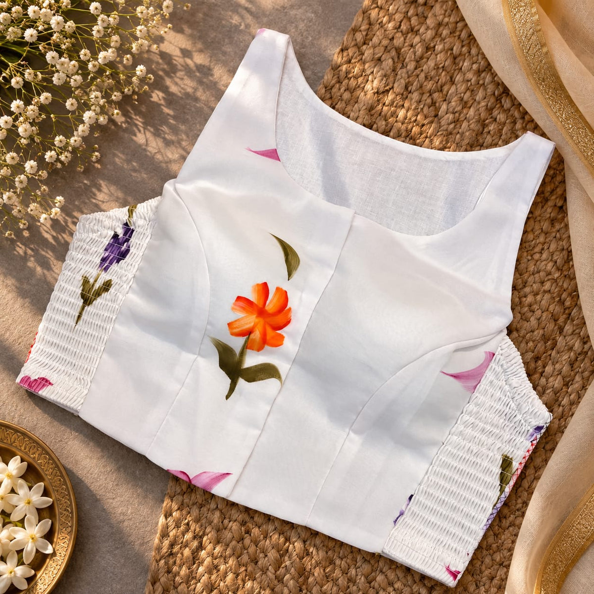 Hand Painted Floral Blouse
