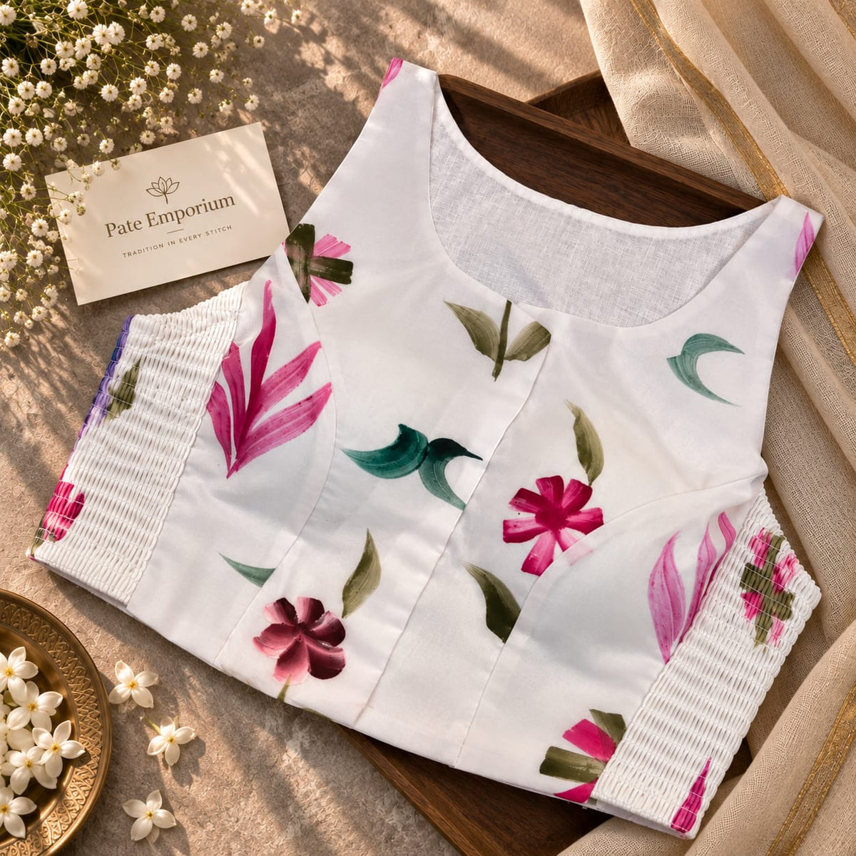 Hand Painted Floral Blouse