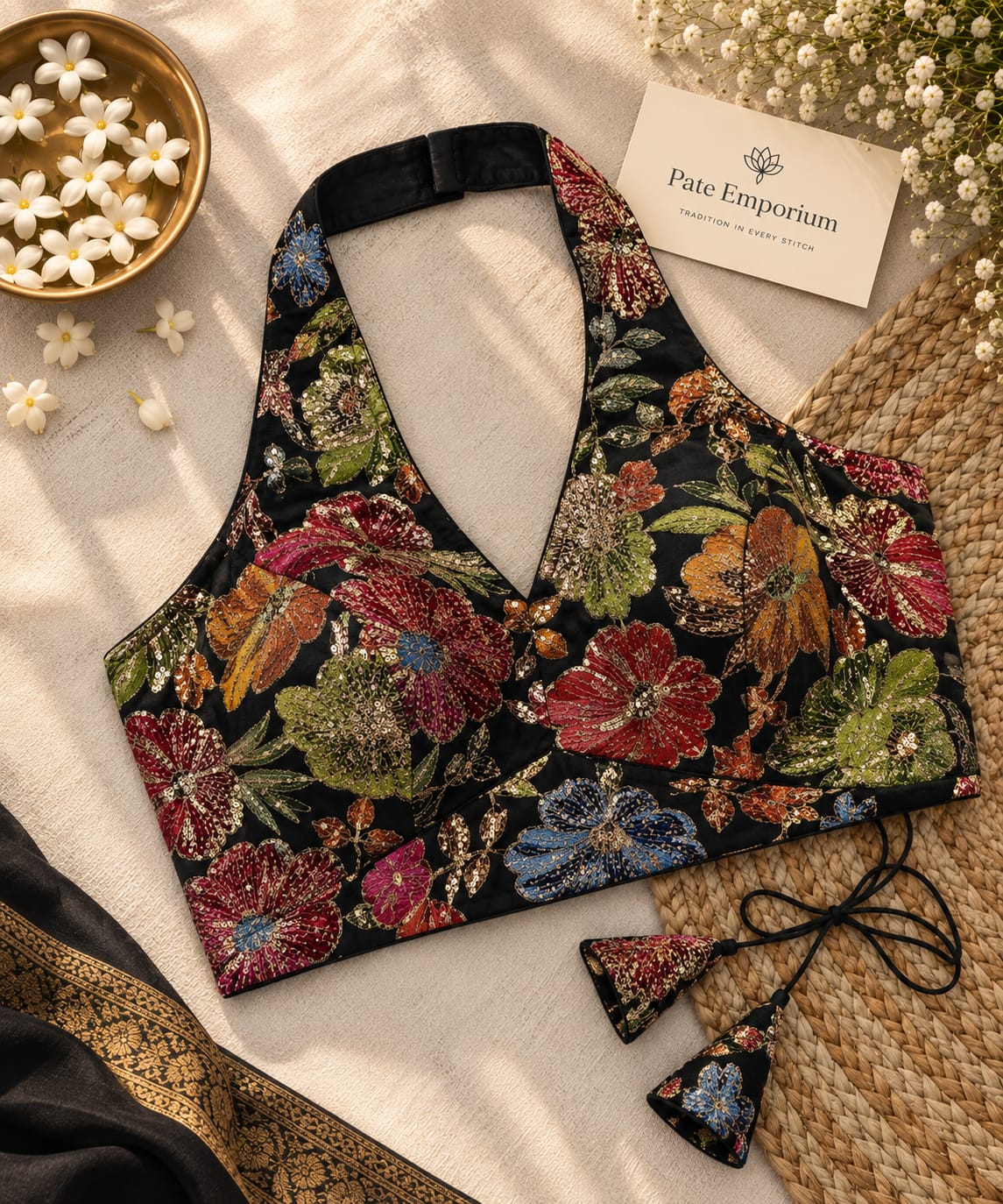 Halter Neck Floral Blouse